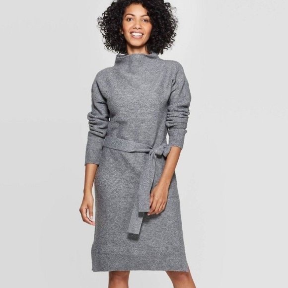 a new day | Grey Midi Sweater Dress - Picture 1 of 4
